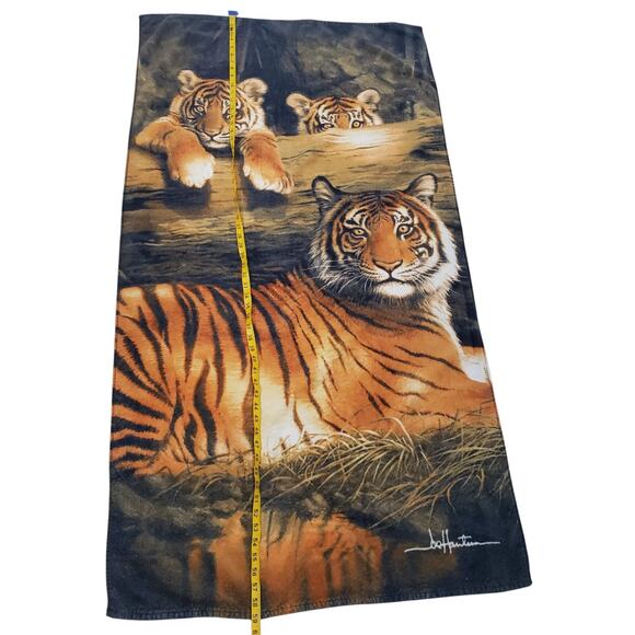 Vintage Hautman Brothers Collection Quiet Fire Tiger Beach Towel 30x59 Black - Picture 4 of 11